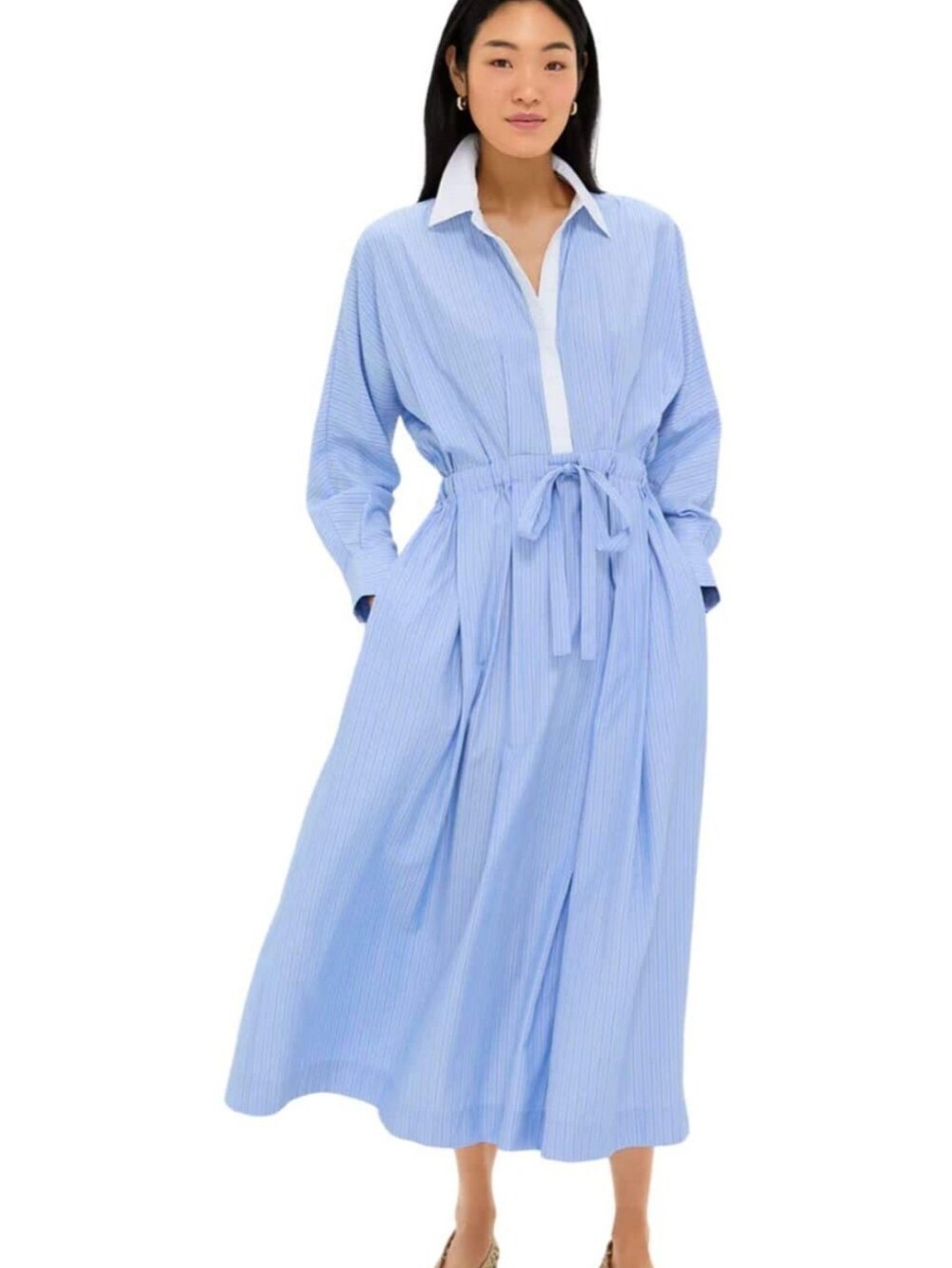 Tuckernuck Light Blue and White Striped Maxi Shirt Dress Sz XL